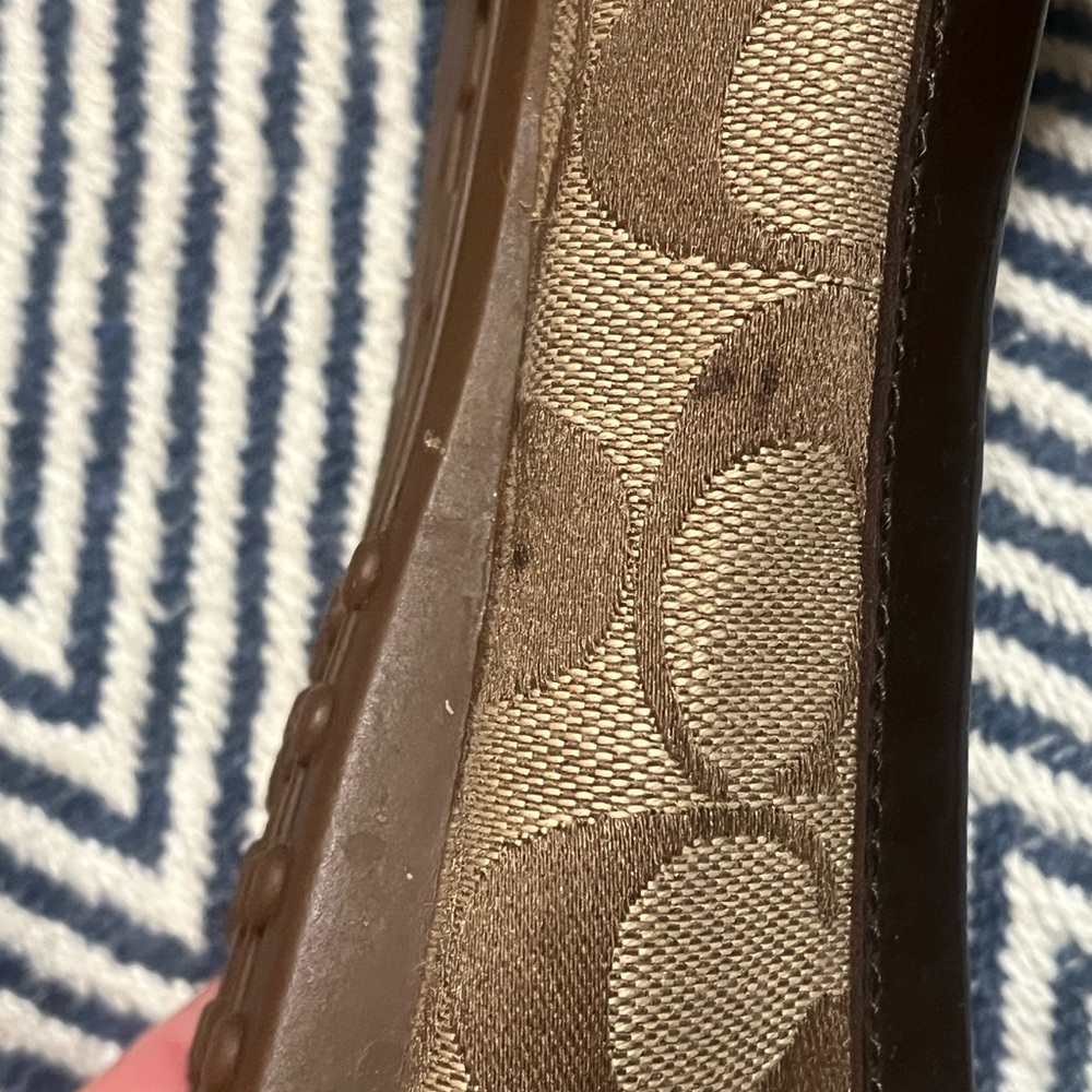 COACH C logo monogram brown loafers shoes with bow GUC 8 - Picture 7 of 9
